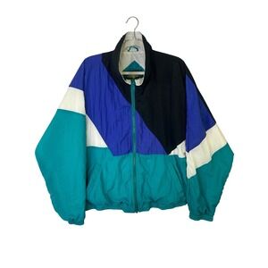 Vintage Eagles Ridge Windbreaker Jacket 90s Colorblock Teal Purple Mens Large